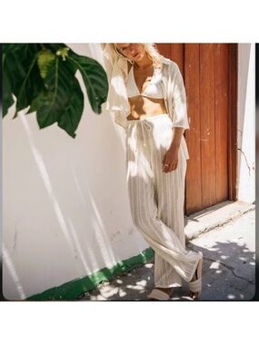 Billabong Cream Knit Crochet Beach Pants